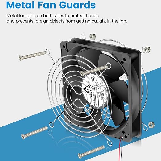 GDSTIME IP68 Waterproof Fan 120mm x 25mm 12V DC Brushless Computer Case Cooling Fan Dual Ball Bearings 2 Pin for RV Fridge Ventilation, 2 Pack