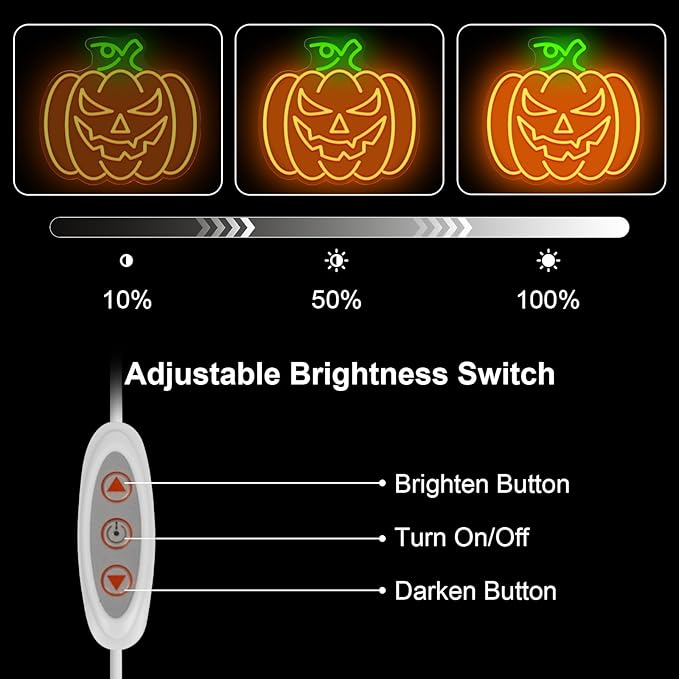 Halloween Neon Sign, Halloween Pumpkin Neon Light, Halloween Light Up Decor for Wall Decor Pumpkin Light for Bedroom Home Bar Halloween Trick or Treat Party Backdrop Decor