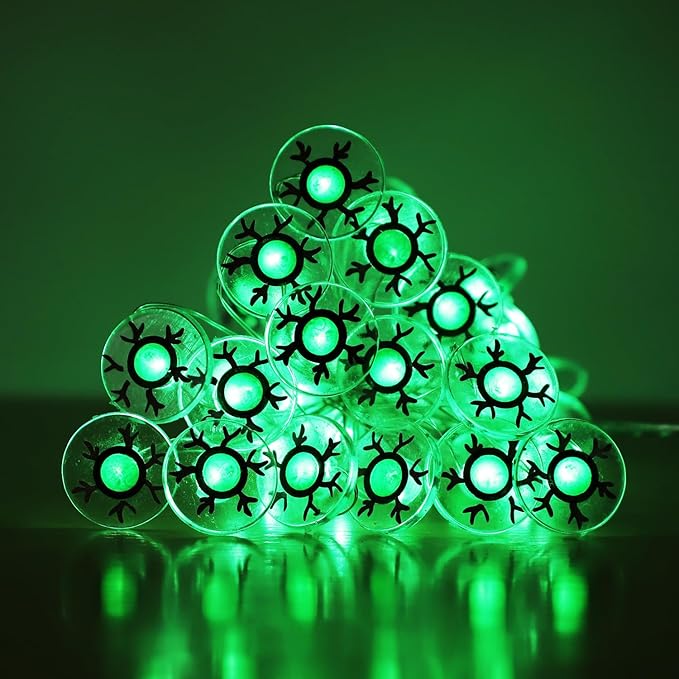 Halloween Decorations Fairy Lights Green Eysball, 30 LED Copper String Lights with Remote Control Battery Operated for Cosplay Party Supplies, Gothic Halloween Decor