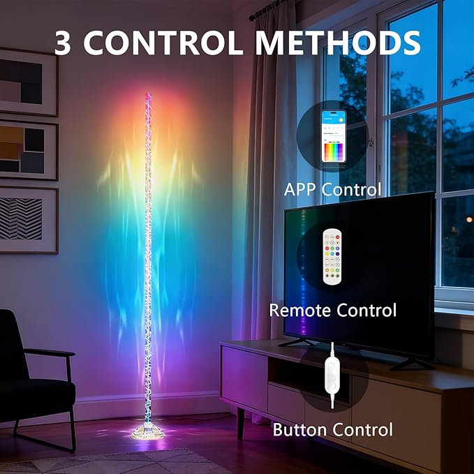 DAYBETTER Crystal Floor Lamp RGB+IC Corner Lamp with Magic Color, APP & Remote Control, 220 Lumens for Mood, NOT for Lighting, for Corner Decoration (Installation Requires Skill and Patience)
