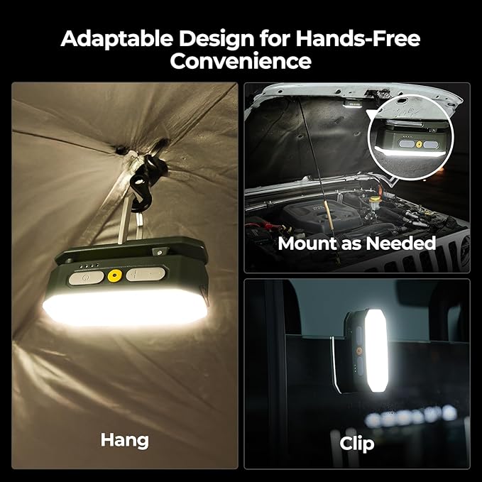 BougeRV Movable Area Light, Rechargeable Camping Lantern, 3200mAh Portable Camping Light, IP65 Waterproof, Camp Lamp for Tent, Power Outages, Emergency, Outdoor(Dark Green)