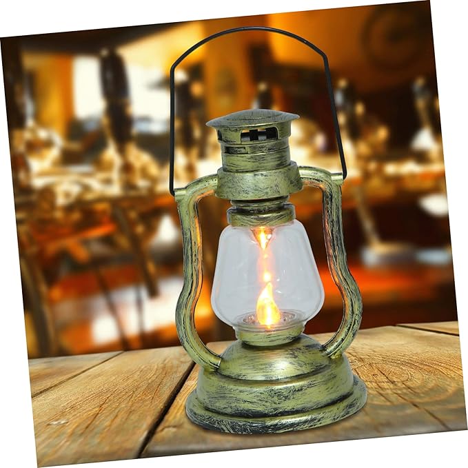 OUNONA Vintage Kerosene Lamp Handheld Battery-Powered Decorative Light for Home and Bar Decor Rechargeable Retro Lantern for Festivals and Ambiance