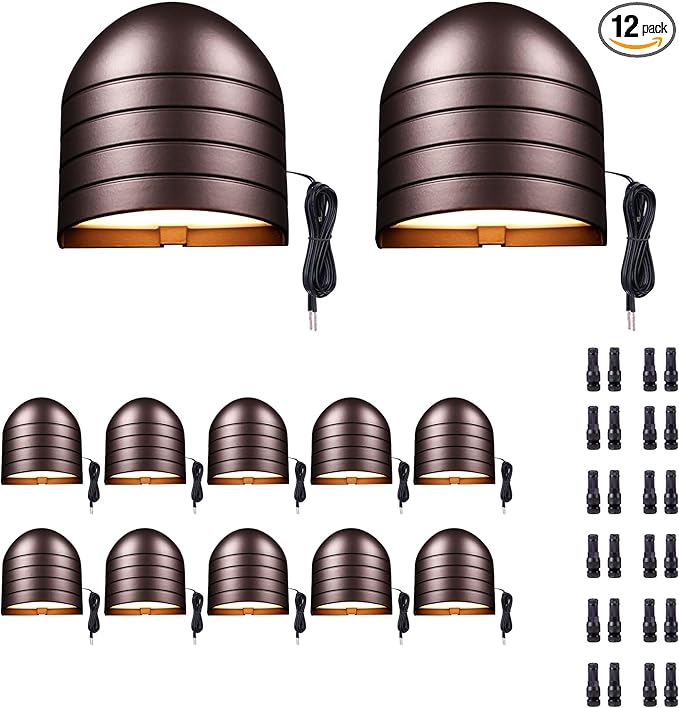 Low Voltage LED Step Lights - 12V Landscape Wired Waterproof Lighting, Outdoor Deck Lights 5 Color Temperature Dimmable, Aluminum Oil-Rubbed Bronze for Wall Garden Handrail 12 Pack