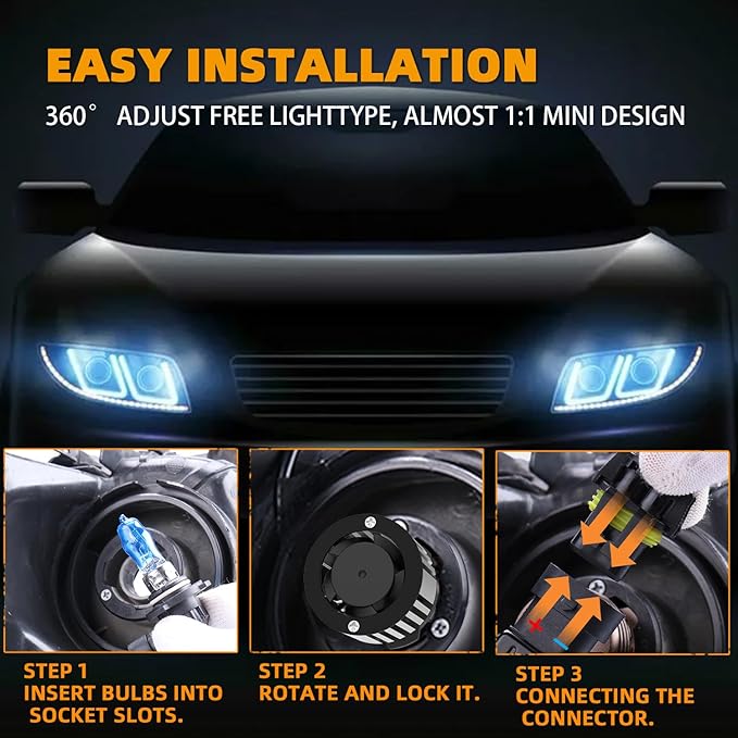 Fit For Toyota Corolla 2001-2013 Light Bulbs, 9005 High Beam + 9006 Low Beam, 4-Pack