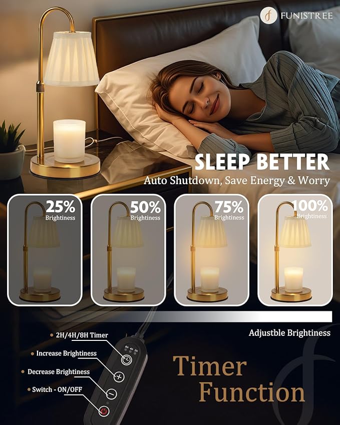 Modern Candle Warmer Lamp with Timer, Dimmable Candle Lamp Warmer, Fabric Candle Warmer, Men Women for Birthday Gifts, Height Adjustable Candle Light,Cozy Living Room Bedroom Home Decor