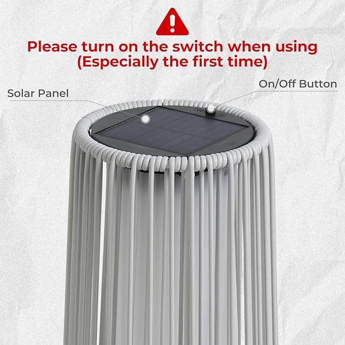 Grand patio Outdoor Floor Solar Light 2-Pack, Wicker Solar Patio Lamp Waterproof Outside Deck Lamp for Porch, Yard, Garden, Lawn Decorations - White, Gordes 2 PCS