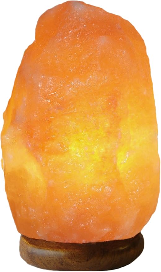 AMOYSTONE Orange Glow Salt Lamp 8-9 Inch, Warm Light Himalayan Rock with Dimmer Kit (6-10 lbs)