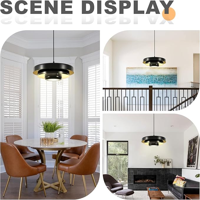 Black Dome Pendant Light, 17.7" Adjustable Nordic Flush Mount Chandelier for Kitchen Island Over Sink, Contemporary Farmhouse Dining Room, Bedroom Lighting