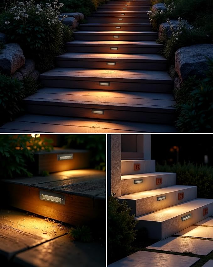 9 Inch Low Voltage Step Lights Outdoor, 3.5W 260lm IP65 LED Landscape Stair Lights, 12-24V AC/DC Deck Step Light for Stairs, Concrete Steps, 2700K, 5ft Corded, 8 Pack, ORB Finish, Aluminum