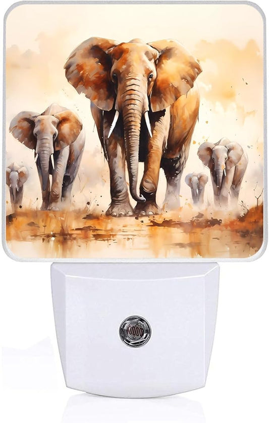 African Elephant Night Light,Plug-in Night Lights with Dusk-to-Dawn Sensor for Bedroom,Bathroom and Living Room Sleep Friendly lamp 0.5w