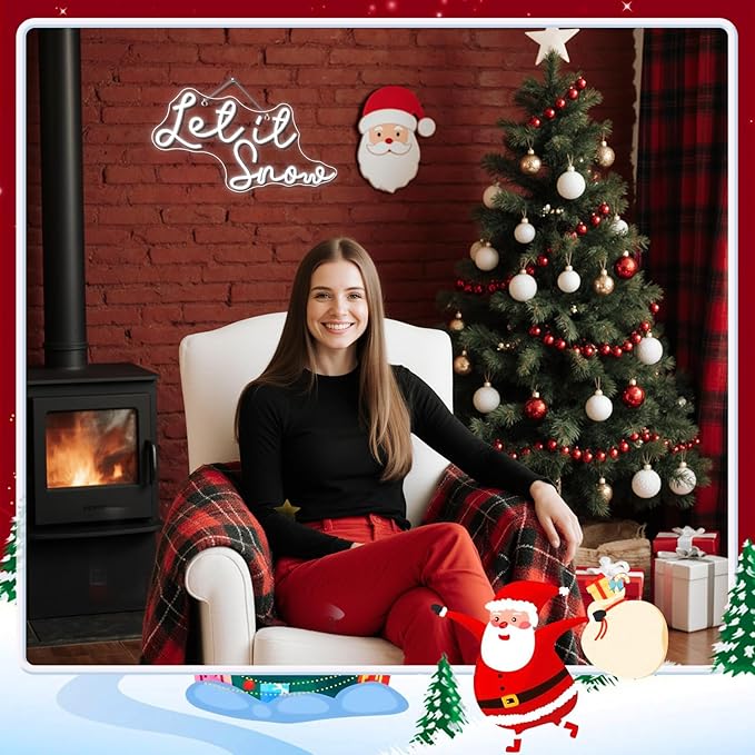 ineonlife Christmas Neon Sign Let It Snow Neon Signs for Wall Decor Led Lights for Bar Celebrate Party Room Shop Winter Window Bedroom Decoration Christmas Gifts