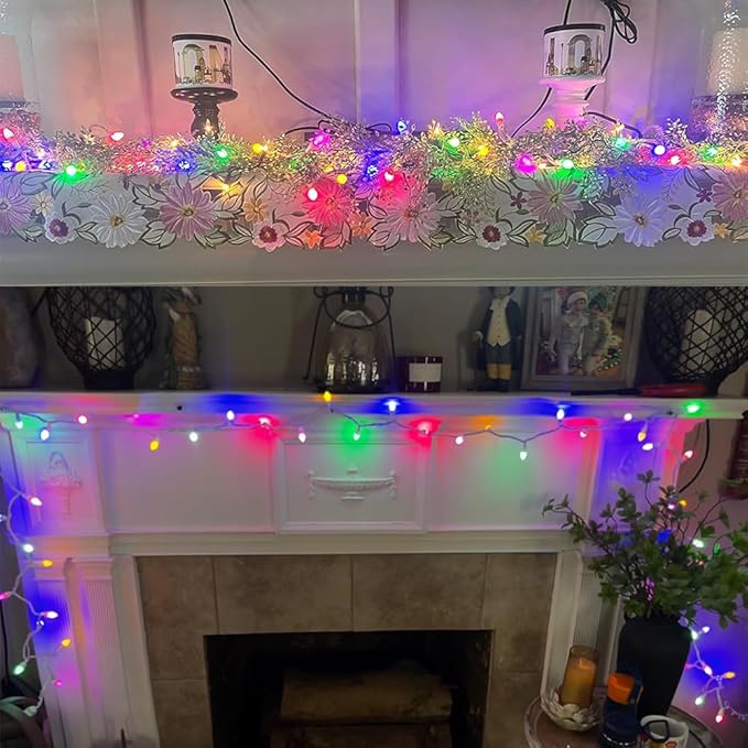 GlowVibe Easter Lights 2 Pack Total 27FT 100 LED Multi Color White Wire Glass Mini Egg-Shaped String Lights Plug in for for Indoor Outdoor Spring Patio Party Yard Garden Bedroom Tree Decor