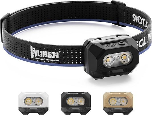WUBEN H4 LED Headlamp Rechargeable, 800 Lumens Super Bright Head lamp, IP68 Waterproof headlamp with Motion Sensor, Headlight Flashlight 10 Modes with Red Light, for Camping Fishing& Hiking Gear