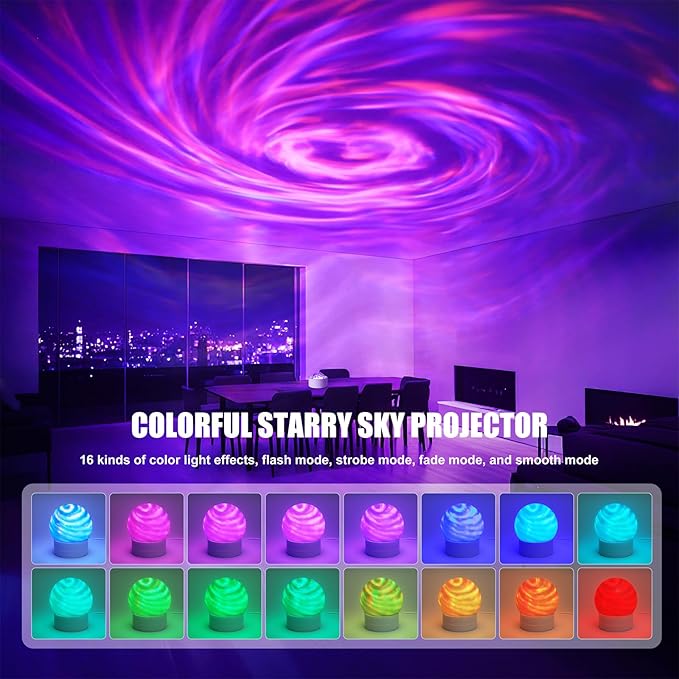 Northern Galaxy Lamp – 16-Color Aurora Projector with Remote Control, Rotating Atmosphere Galaxy Projection Table Lamp, Suitable for Children, Teens, and Game Rooms(Aurora)