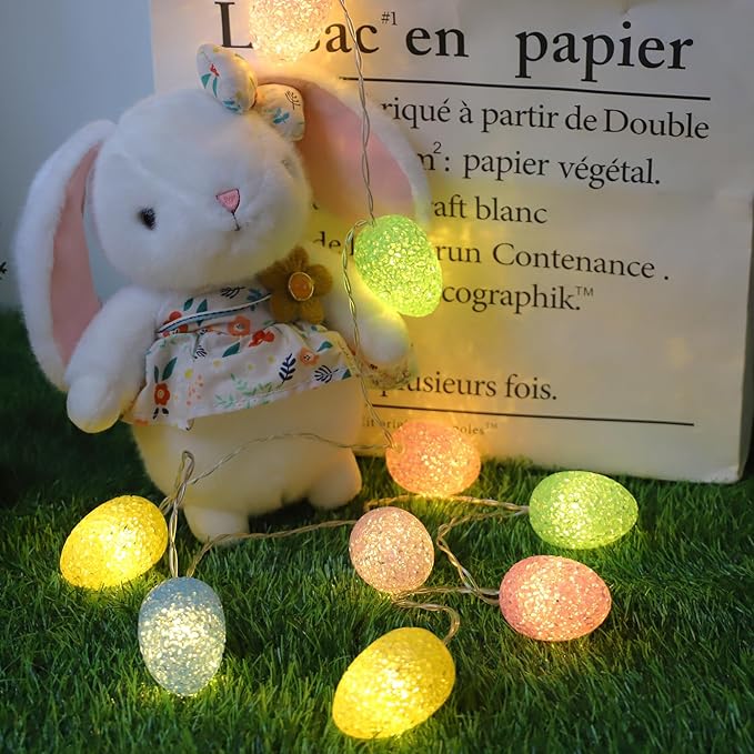 Curyidy Easter String Lights Decorations Pastel Lights, 10 LED Easter Egg String Lights with Battery Operated Fairy Lights for Home, Banister, Christmas Tree, Fireplace, Spring Decor-5 Colors