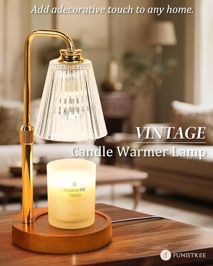 Candle Warmer Lamp with Timer Dimmable Crystal Vertical Stripe, Birthday Gifts for Women Mom, Adjustable Candle Warmer with 2 Bulbs, Candle Lamp Warmer for Jar Candles, House warming Home Decor