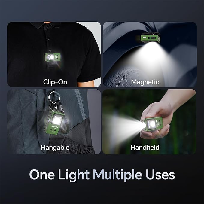 Clip-on Light EDC Flashlight Multi-purpose Clip light, 5 Light Sources White Red Blue RGB UV Lights All In One, Strong Clip Magnetic Sensor Hands Free for Outdoor Indoor Portable Lighting