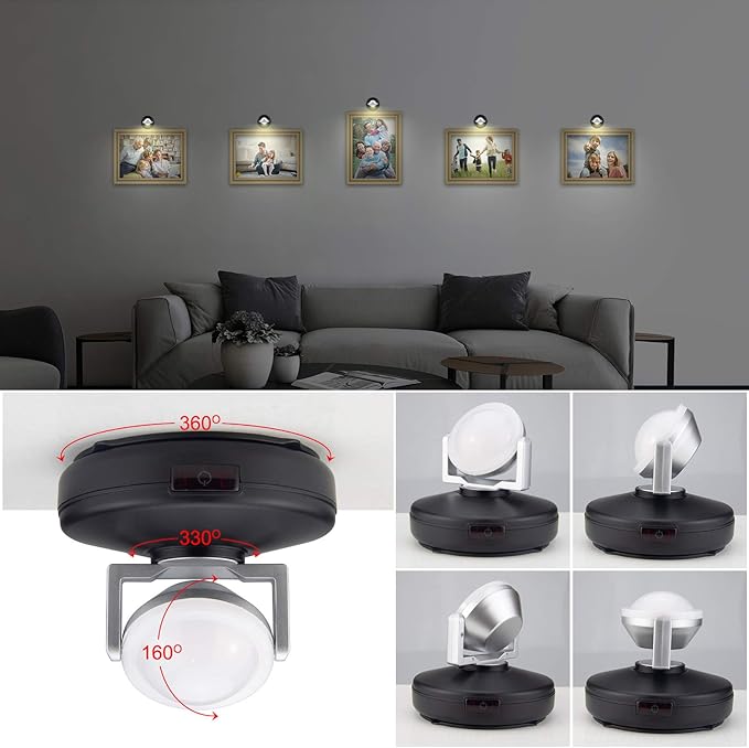 BIGMONAT Battery Operated Wireless Spotlight, Color Changing Accent Light, Rechargeable Dartboard Light with Remote, Dimmable RGB Puck Light for Up Lighting Painting Picture Artwork Tree Plant