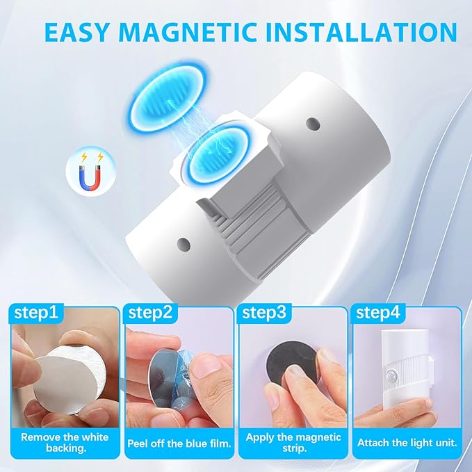 Night Light with Motion Sensor, Rechargeable Color Changing LED Night Lights Stick-on Magnet, 0-100LM Adjustable Brightness Nightlights for Toilet Hallway Bedroom Stairway (Warm)