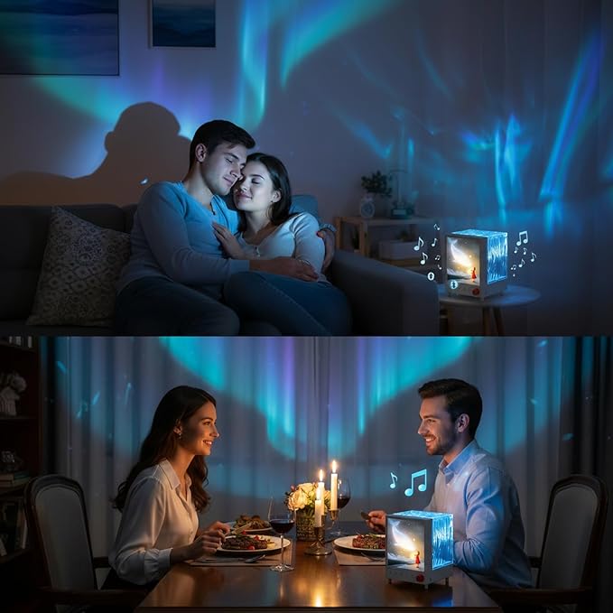 Northern Lights Projector Bluetooth: Ocean Wave Projector Light with Bluetooth Speaker Night lamp Color Changing for Teens Kids Adults Bedroom & Living Room Relaxation & Party Decor