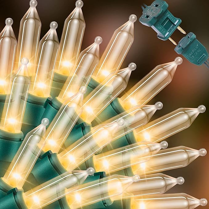 LAMPHOME Clear Christmas String Lights, 150 Count 31.9Ft Incandescent Mini Bulb Lights, Green Wire Waterproof Indoor Outdoor String Lights for Xmas Tree, Garland, Wedding, Party & Holiday Decor
