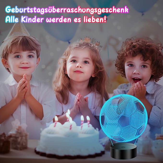 Soccer Easter Gifts for Boys 8-12, 3D Illusion Soccer Lamp Gifts for Kids Teens Boys Girls, 5 6 7 8 9 10 11 12 Year Old Boy Birthday Gifts for Kids Children, Boys Room Decor
