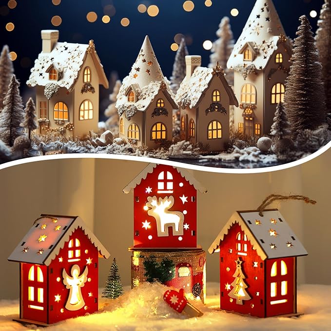 4 Set 6Ft White LED Accessory Cord with Light Bulb 8Pcs (4 for Spare) with Switch On/Off, Light up Christmas Decor - Clip-in C7 String Lights for Christmas Village House Salt Lamp & Blow Mold, 0.6W