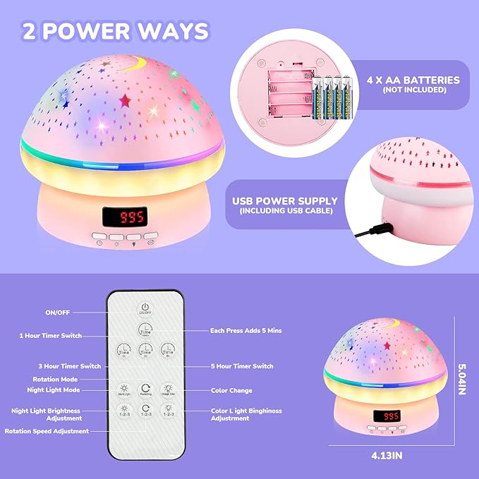 MINGKIDS Toys for 3-8 Year Old Girls Boys,Star Night Light Projector with Hard Projection Cover, Timer&Rotation,2-9 Year Olds Kids Chritsmas Birthday Gifts