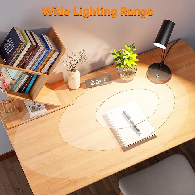 ShineTech LED Desk Lamp for Home Office, Dimmable Reading Desk Lamp with 3 Color Modes & Adjustable Brightness, Eye-Caring Table Lamp for Study, Bedroom Nightstand, Touch Control Bedside Lamp