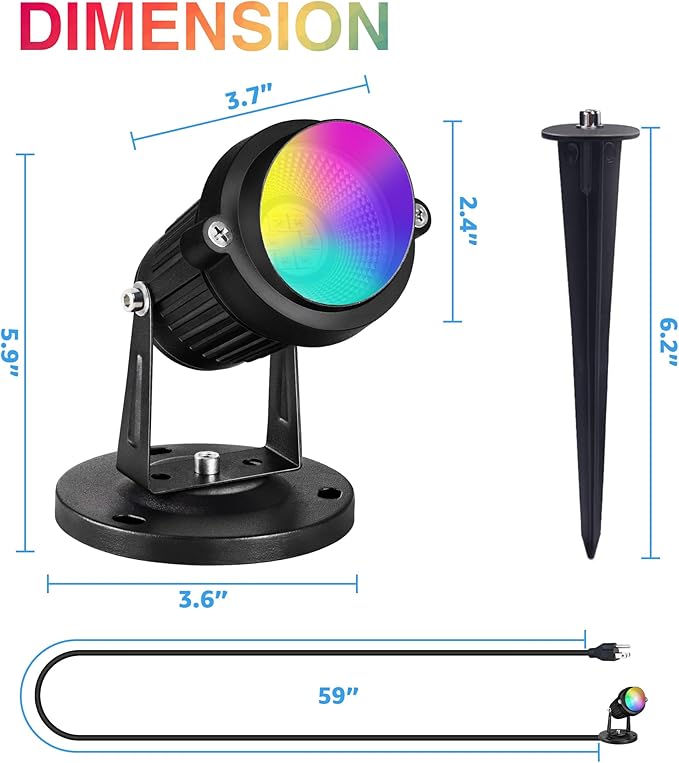 SUNVIE RGBW Christmas Spot Lights Indoor 6W Uplighting Indoor with Remote Color Changing Up Lights Indoor 120V Spotlights Indoor LED Uplights Indoor Accent Lighting for Party Plant Decor, 2 Pack
