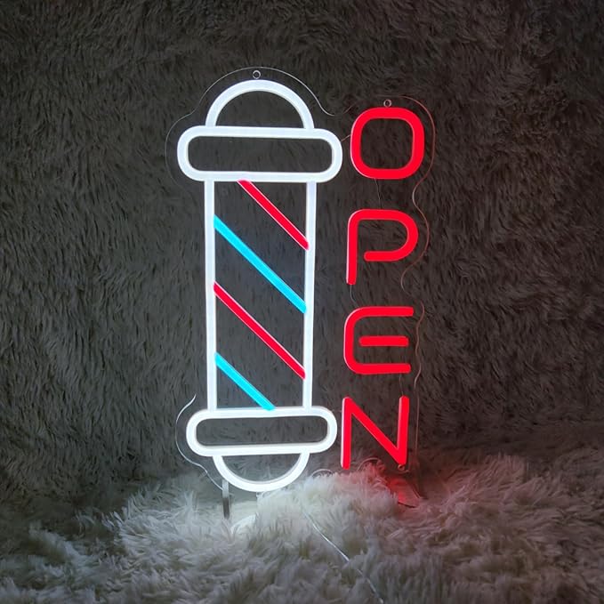 Barber Shop Neon Signs for Wall Decor Open Neon Lights for Bedroom Led Signs Suitable for Barber Shops Hair Salon Art Unique for Hairdresser,40 * 23.7cm