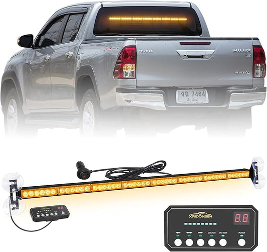 XRIDONSEN 35 inch Traffic Advisor Light Bar 48 LED Amber Strobe Lights Emergency Safety Hazard Warning Lights Front/Rear Window w/Display Controller for Construction Vehicles plow/Tow Trucks Wreckers