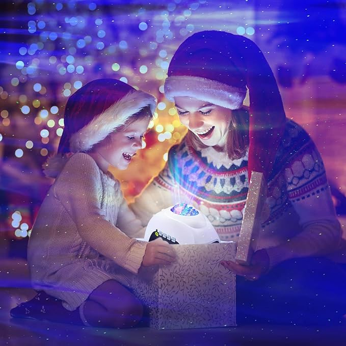 Aurora Star Projector with Bluetooth Speaker & White Noise – Northern Lights Galaxy Night Light for Bedroom, Remote Control Ceiling Projector for Kids & Adults, Home Theater Decor (White)