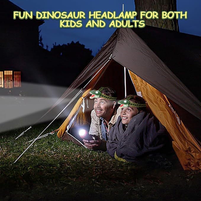 TIGTECGAME Dinosaur Headlamp for Kids Flashlight T-Rex LED Headlamps Dinosaur Toys Camping Gear, Gift for Toddlers Boys Girls Adults