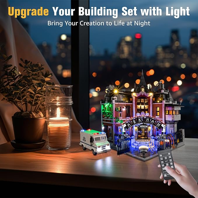 BrickSoul Advanced RC Light Kit for Lego Arkham Asylum 76300 Building Set | Upgraded Wireless ON/Off & Dimming & Zonal Lighting with Hidden Cable Tech | Easy Install (76300 Set NOT Included)