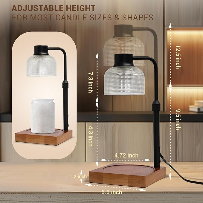 KLL Candle Warmer Lamp with Timer and Dimmer: Retro Electric Wax Melt Warmer for Scented Candles - Aesthetic Home Decor for Bedroom & Office - Ideal Gifts for Women, Gifts for Mom - Brown