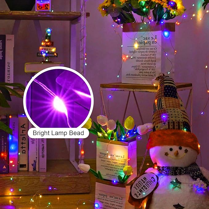 Easter String Lights Battery Operated, Mutilcolor LED Fairy Lights 16FT 50LED Silver Wire String Light Waterproof Easter Fairy Light Indoor for Bedroom Spring Party Christmas Decor(1, Mutilcolor)