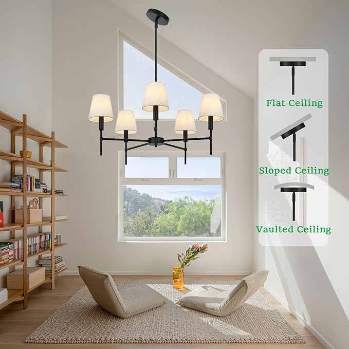 5 Pack Beige Chandelier Shades, 4" Top x 6" Bottom x 6" High Barrel Lamp Shade, 4.0x6.0x6.0 Inch Linen Fabric, Perfect Fit for 5-Light Pendant Light Wall Sconce, Clip On Bulb E12 Socket(Large Size)