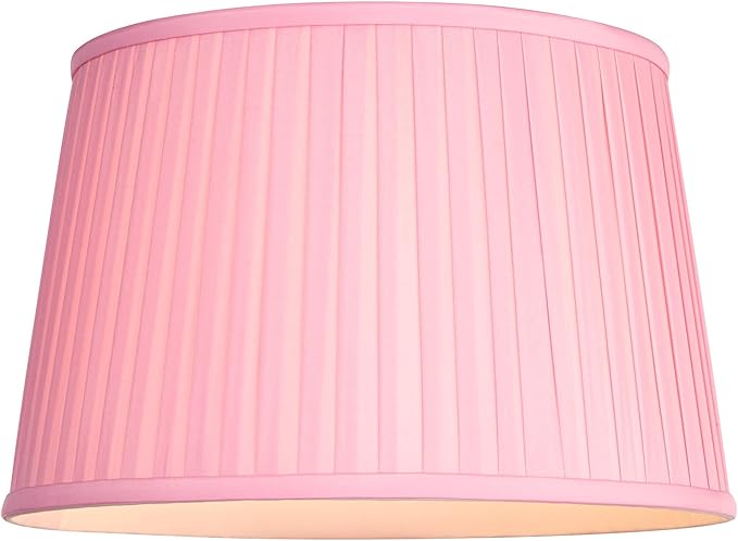14" Top x 17" Bottom x 11" High x 11" Slant Lamp Shade Replacement Large Bright Pink Empire Round Modern Fabric Pleated Spider Harp Finial - Springcrest