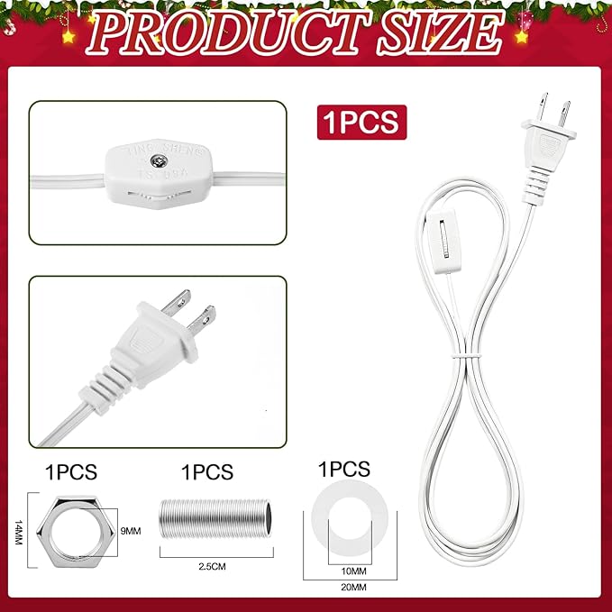 Honoson 1 Pack Large Ceramic Christmas Tree Wiring Kit 4 Watt LED Bulb, Ceramic Christmas Tree Replacement Lights, E26 Candelabra Base, Lamp Wiring Kit Nice for Lighting Large Size Objects