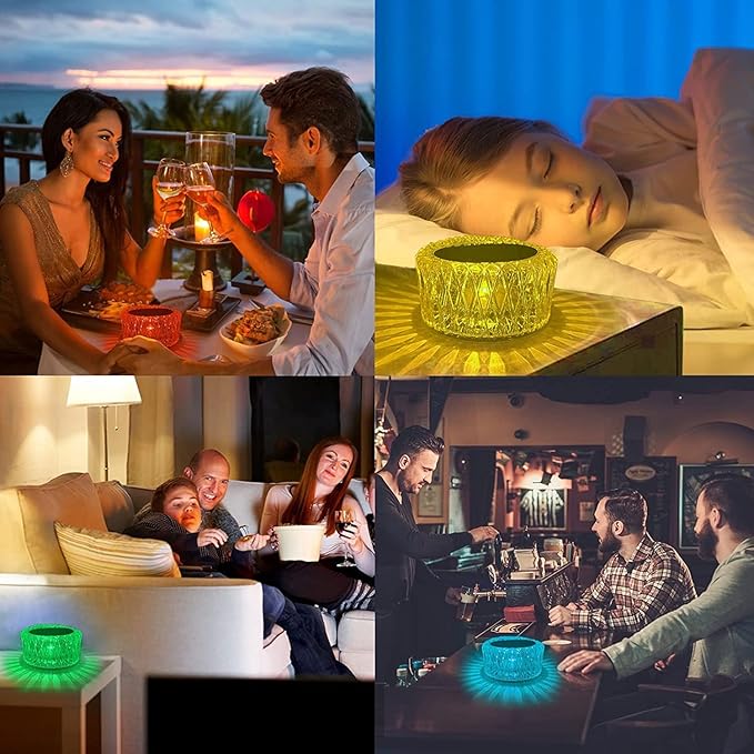 Crystal Lamp, Crystal Table Lamp Rose Crystal Lamp USB Diamond Table Lamp 16 Color Changing Touch Crystal Lamp (A)