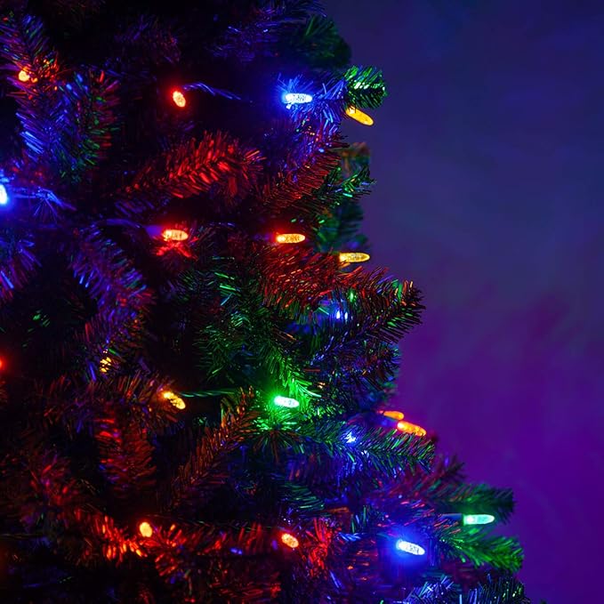 Wintergreen Lighting 50 T5 Christmas Tree Lights Multicolor, 25.5' LED Multicolor Mini Lights Indoor-Outdoor Christmas String Lights Party