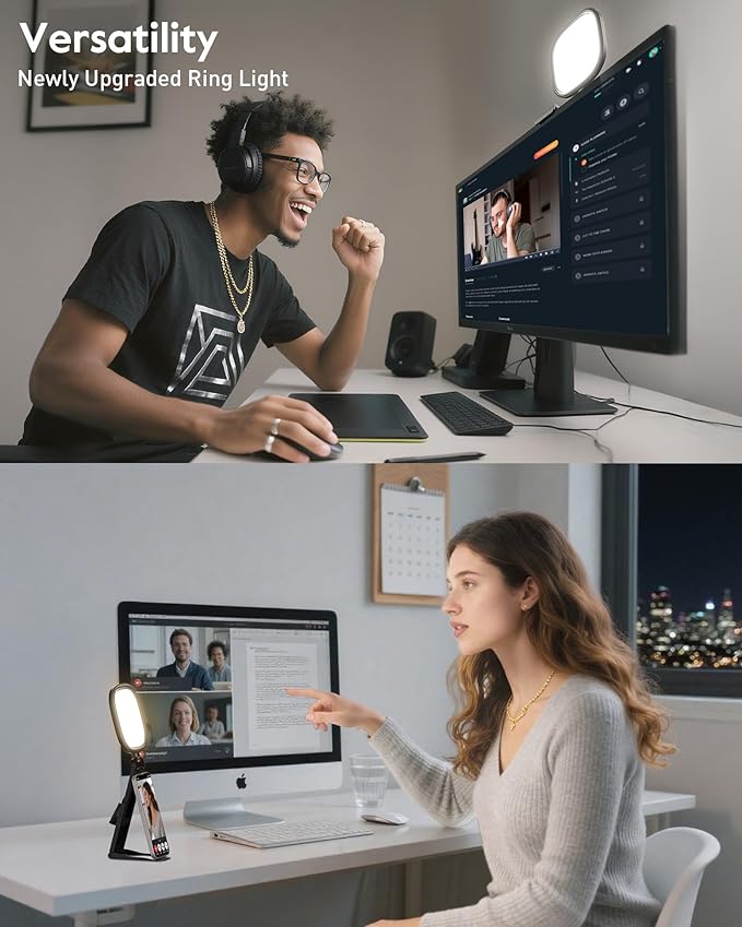 USB-Powered Selfie Ring Light for Desk, Laptop, Monitor & Phone – LitONES Eye-Caring Webcam Light with 84 Soft LEDs, 50 Modes, CRI 97.8+, 5” Small Streaming Light for Zoom, Video Calls & Conference