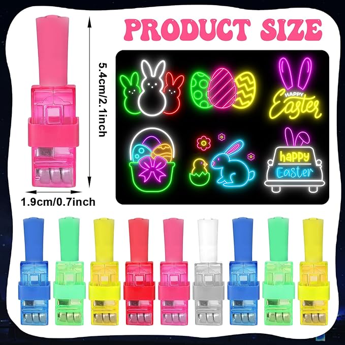 36Pcs Easter LED Finger Lights Bunny Egg Party Favors Glow in the Dark Light Up Finger Lights Themed s Bulk for Birthday Party Goodie Bag Stuffer Birthday Gifts Prize