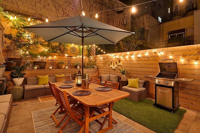 100ft Outdoor String Lights with Rotary Dimmer, 52 LED Edison Bulbs, Dimmable Waterproof Shatterproof 2200K Warm