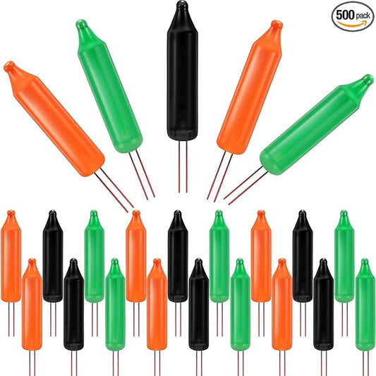 Mudder 500 Pcs Christmas Tree Replacement Light Bulbs 2.5v Christmas Light Bulbs Incandescent Xmas Decorative Replacement String Lights Outdoor Indoor(Green Orange Black)