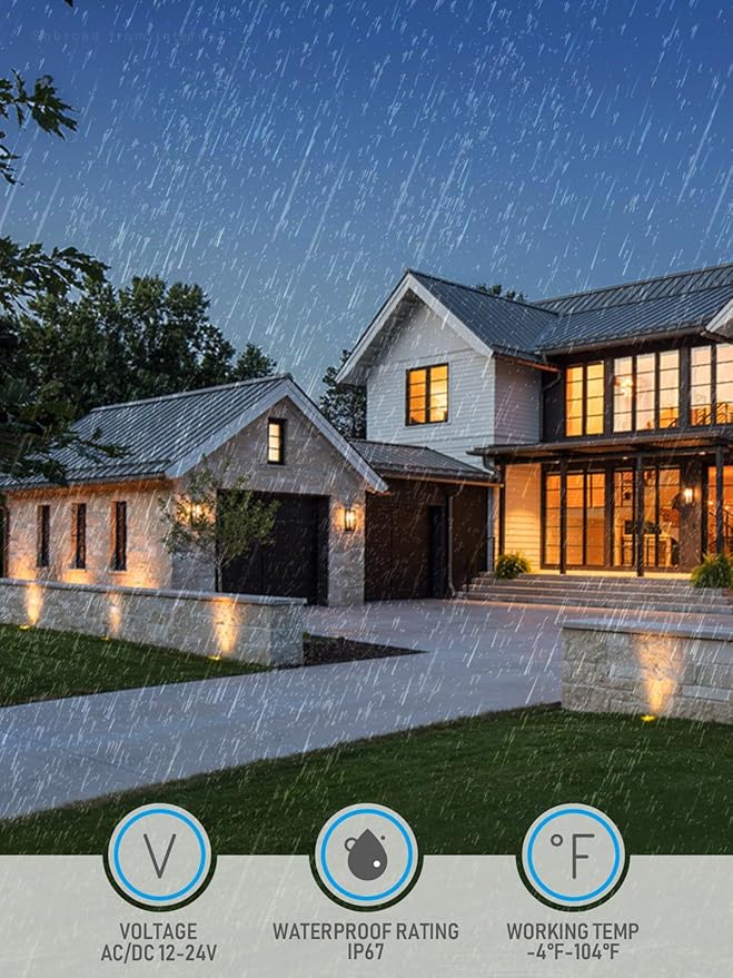 LEONLITE 3W Well Lights Landscape LED In Ground, 320LM 12-24V AC/DC Low Voltage, CRI90 IP67 Waterproof Inground Well Lights Outdoor, Rock Color, Aluminum, Embedded Parts Included, 3000K, Pack of 6