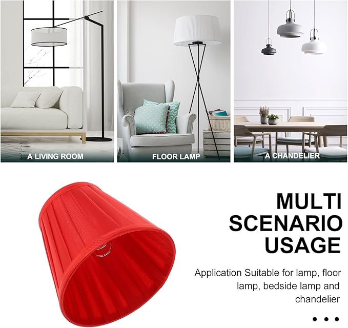 Simple Lampshade Large Red Fabric Lampshade for Table Bedside and Floor Lamps