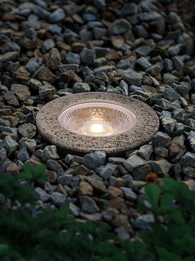 LEONLITE 7W Well Lights Landscape LED In Ground, 12-24V AC/DC Low Voltage, CRI90 IP67 Waterproof Inground Well Lights Outdoor, Rock Color, 3000K, Pack of 6