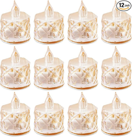 12PCS Flameless Candles, Battery Operated LED Tea Lights for Valentine‘s Day, Christmas, Wedding, Anniversary, Table Centerpiece Decor, Wishing